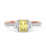 Photo of Aurel 1 3/4 ct tw. Lab Grown Radiant Solitaire Yellow Diamond Bridal Set 14K Rose Gold [BT2106RE-ZY090]