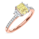 Photo of Aurel 1 3/4 ct tw. Lab Grown Radiant Solitaire Yellow Diamond Bridal Set 14K Rose Gold [BT2106RE-ZY090]