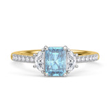 Photo of Aurel 1 7/8 ct tw. Lab Grown Radiant Solitaire Blue Diamond Trio Set 14K Yellow Gold [BT2105YE-ZB090]