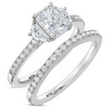 Photo of Aurel 1 3/4 ct tw. Lab Grown Radiant Solitaire Diamond Bridal Set 14K White Gold [BR2107W-Z095]