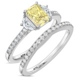 Photo of Aurel 1 3/4 ct tw. Lab Grown Radiant Solitaire Yellow Diamond Bridal Set 10K White Gold [BR2106W-ZY090]