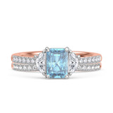 Photo of Aurel 1 3/4 ct tw. Lab Grown Radiant Solitaire Blue Diamond Bridal Set 10K Rose Gold [BR2105R-ZB090]