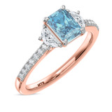 Photo of Aurel 1 3/4 ct tw. Lab Grown Radiant Solitaire Blue Diamond Bridal Set 10K Rose Gold [BT2105RE-ZB090]