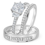 Photo of Aurel 1 7/8 ct tw. Lab Grown Radiant Solitaire Diamond Trio Set 10K White Gold [BT2107W-Z095]