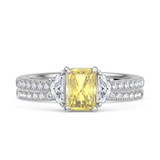 Photo of Aurel 1 3/4 ct tw. Lab Grown Radiant Solitaire Yellow Diamond Bridal Set 14K White Gold [BR2106W-ZY090]