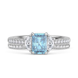 Photo of Aurel 1 3/4 ct tw. Lab Grown Radiant Solitaire Blue Diamond Bridal Set 10K White Gold [BR2105W-ZB090]