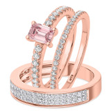 Photo of Zaila 2 1/2 ct tw. Lab Grown Emerald Solitaire Pink Diamond Trio Set 10K Rose Solid Gold [BT2093R-NP090]