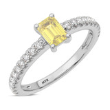 Photo of Zaila 2 1/2 ct tw. Lab Grown Emerald Solitaire Yellow Diamond Trio Set 14K White Solid Gold [BT2095WE-NY090]
