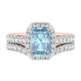 Photo of Daisy 2 3/4 ct tw. Lab Grown Radiant Solitaire Blue Diamond Bridal Set 10K Rose Gold [BR2109R-ZB195]