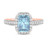 Photo of Daisy 2 3/4 ct tw. Lab Grown Radiant Solitaire Blue Diamond Bridal Set 10K Rose Gold [BT2109RE-ZB195]