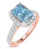 Photo of Daisy 2 3/4 ct tw. Lab Grown Radiant Solitaire Blue Diamond Bridal Set 10K Rose Gold [BT2109RE-ZB195]