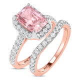 Photo of Daisy 2 3/4 ct tw. Lab Grown Radiant Solitaire Pink Diamond Bridal Set 10K Rose Gold [BR2108R-ZP195]