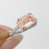 Photo of Marzell 2 7/8 ct tw. Lab Grown Radiant Solitaire Pink Diamond Bridal Set 10K White Gold [BR2096W-ZP195]