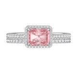 Photo of Marzell 2 7/8 ct tw. Lab Grown Radiant Solitaire Pink Diamond Bridal Set 10K White Gold [BR2096W-ZP195]