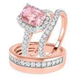 Photo of Daisy 3 1/5 ct tw. Lab Grown Radiant Solitaire Pink Diamond Trio Set 10K Rose Gold [BT2108R-ZP195]