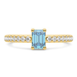 Photo of Zaila 2 ct tw. Lab Grown Blue Diamond Emerald Solitaire Bridal Set 14K Yellow Solid Gold [BT2094YE-NB090]