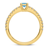 Photo of Zaila 2 ct tw. Lab Grown Blue Diamond Emerald Solitaire Bridal Set 14K Yellow Solid Gold [BT2094YE-NB090]