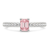 Photo of Zaila 2 ct tw. Lab Grown Pink Diamond Emerald Solitaire Bridal Set 10K White Solid Gold [BT2093WE-NP090]