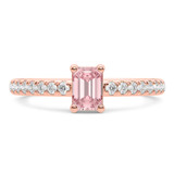 Photo of Zaila 1 1/2 ct tw. Lab Grown Emerald Solitaire Pink Diamond Engagement Ring 10K Rose Gold [BT2093RE-NP090]
