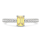 Photo of Zaila 1 1/2 ct tw. Lab Grown Emerald Solitaire Yellow Diamond Engagement Ring 14K White Gold [BT2095WE-NY090]