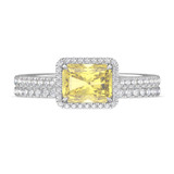 Photo of Marzell 2 7/8 ct tw. Lab Grown Radiant Solitaire Yellow Diamond Bridal Set 10K White Gold [BR2098W-ZY195]
