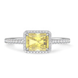 Photo of Marzell 2 7/8 ct tw. Lab Grown Radiant Solitaire Yellow Diamond Bridal Set 10K White Gold [BT2098WE-ZY195]
