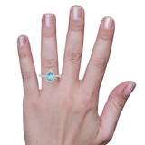 Photo of Frea 2 1/10 ct tw. Lab Grown Pear Solitaire Blue Diamond Bridal Set 10K White Gold [BT2112WE-MB125] [HT]