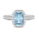 Photo of Daisy 2 3/4 ct tw. Lab Grown Radiant Solitaire Blue Diamond Bridal Set 10K White Gold [BT2109WE-ZB195]