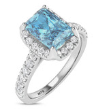 Photo of Daisy 2 3/4 ct tw. Lab Grown Radiant Solitaire Blue Diamond Bridal Set 10K White Gold [BT2109WE-ZB195]