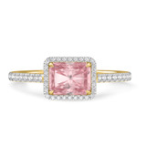 Photo of Marzell 2 7/8 ct tw. Lab Grown Radiant Solitaire Pink Diamond Bridal Set 10K Yellow Gold [BT2096YE-ZP195]