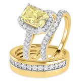Photo of Daisy 3 1/5 ct tw. Lab Grown Radiant Solitaire Yellow Diamond Trio Set 10K Yellow Gold [BT2110Y-ZY195]