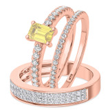 Photo of Zaila 2 1/2 ct tw. Lab Grown Emerald Solitaire Yellow Diamond Trio Set 10K Rose Solid Gold [BT2095R-NY090]