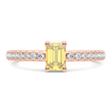 Photo of Zaila 2 1/2 ct tw. Lab Grown Emerald Solitaire Yellow Diamond Trio Set 10K Rose Solid Gold [BT2095RE-NY090]