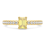 Photo of Zaila 1 1/2 ct tw. Lab Grown Emerald Solitaire Yellow Diamond Engagement Ring 10K Yellow Gold [BT2095YE-NY090]