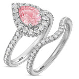 Photo of Frea 2 1/10 ct tw. Lab Grown Pear Solitaire Pink Diamond Bridal Set 14K White Gold [BR2111W-MP125]