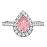 Photo of Frea 2 1/10 ct tw. Lab Grown Pear Solitaire Pink Diamond Bridal Set 14K White Gold [BT2111WE-MP125]