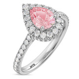 Photo of Frea 2 1/10 ct tw. Lab Grown Pear Solitaire Pink Diamond Bridal Set 14K White Gold [BT2111WE-MP125]