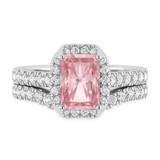 Photo of Daisy 2 3/4 ct tw. Lab Grown Radiant Solitaire Pink Diamond Bridal Set 14K White Gold [BR2108W-ZP195]