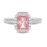 Photo of Daisy 2 3/4 ct tw. Lab Grown Radiant Solitaire Pink Diamond Bridal Set 14K White Gold [BT2108WE-ZP195]