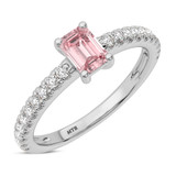 Photo of Zaila 1 1/2 ct tw. Lab Grown Emerald Solitaire Pink Diamond Engagement Ring 14K White Gold [BT2093WE-NP090]