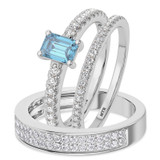 Photo of Zaila 2 1/2 ct tw. Lab Grown Emerald Solitaire Blue Diamond Trio Set 10K White Solid Gold [BT2094W-NB090]