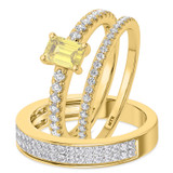 Photo of Zaila 2 1/2 ct tw. Lab Grown Emerald Solitaire Yellow Diamond Trio Set 14K Yellow Gold [BT2095Y-NY090]