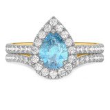 Photo of Frea 2 1/10 ct tw. Lab Grown Pear Solitaire Blue Diamond Bridal Set 10K Yellow Gold [BR2112Y-MB125]
