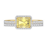 Photo of Marzell 2 7/8 ct tw. Lab Grown Radiant Solitaire Yellow Diamond Bridal Set 14K Yellow Gold [BR2098Y-ZY195]