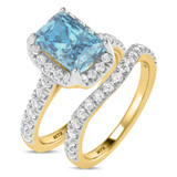 Photo of Daisy 2 3/4 ct tw. Lab Grown Radiant Solitaire Blue Diamond Bridal Set 14K Yellow Gold [BR2109Y-ZB195]