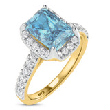 Photo of Daisy 2 3/4 ct tw. Lab Grown Radiant Solitaire Blue Diamond Bridal Set 14K Yellow Gold [BT2109YE-ZB195]