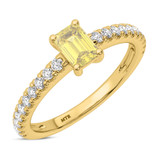 Photo of Zaila 2 ct tw. Lab Grown Yellow Diamond Emerald Solitaire Bridal Set 10K Yellow Solid Gold [BT2095YE-NY090]