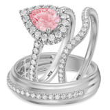 Photo of Frea 2 1/3 ct tw. Lab Grown Pear Solitaire Pink Diamond Trio Set 14K White Gold [BT2111W-MP125]