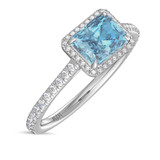 Photo of Marzell 2 7/8 ct tw. Lab Grown Radiant Solitaire Blue Diamond Bridal Set 10K White Gold [BT2097WE-ZB195]