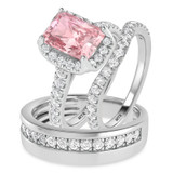 Photo of Daisy 3 1/5 ct tw. Lab Grown Radiant Solitaire Pink Diamond Trio Set 14K White Gold [BT2108W-ZP195]